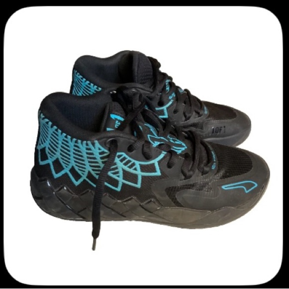 Vibrant Black and Blue Kids Sneakers